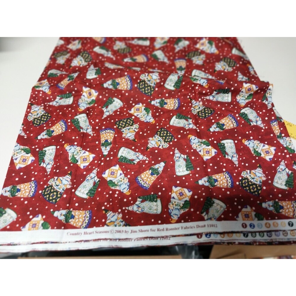 2 Yds Country Heart Seasons Red Rooster Fabrics Santa Christmas Quilting Sewing